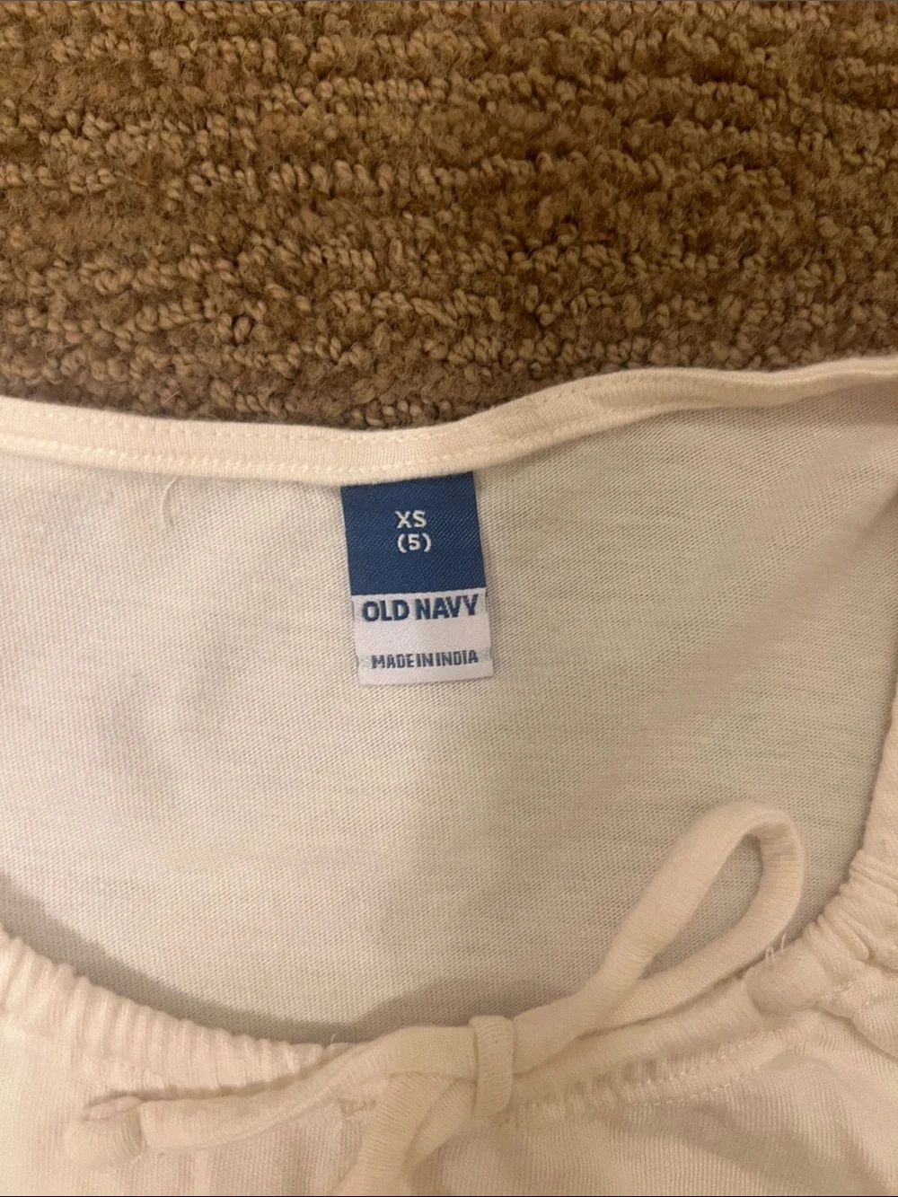 Old Navy Cream Tie-Neck Long Sleeve Top